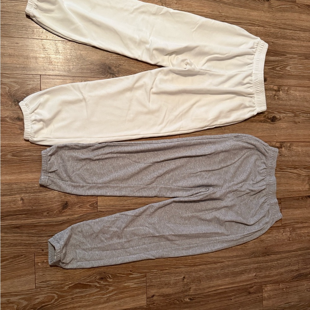 White and Gray Jogger Pants Set
